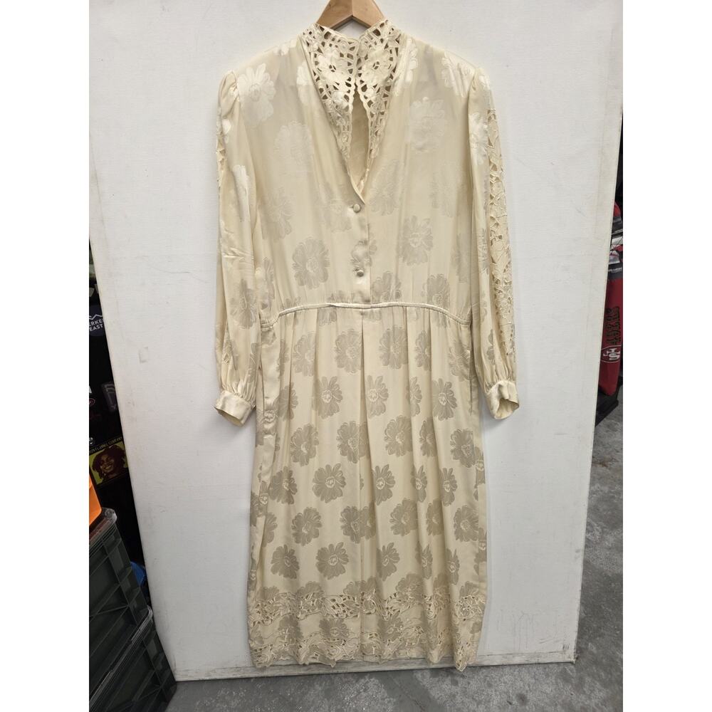 umi collections anne crimmins Ivory Silk Dress Women's Size 14 Vintage - Picture 3 of 13